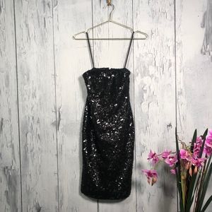NWT Banana Republic Black Strapless Sequin Dress 0
